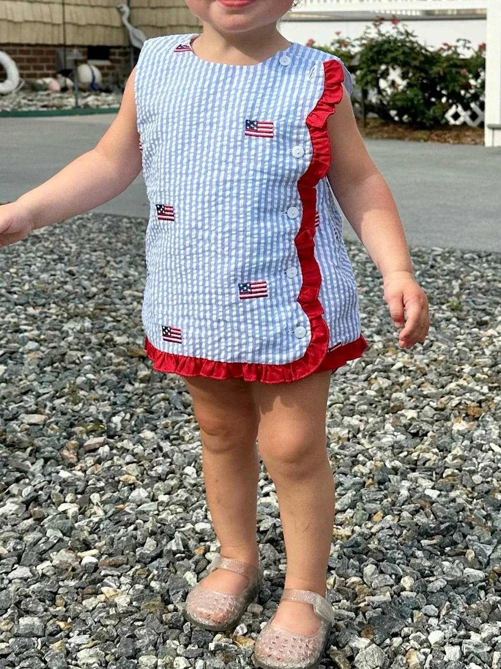 Smocked Polkadot patriotic wrap